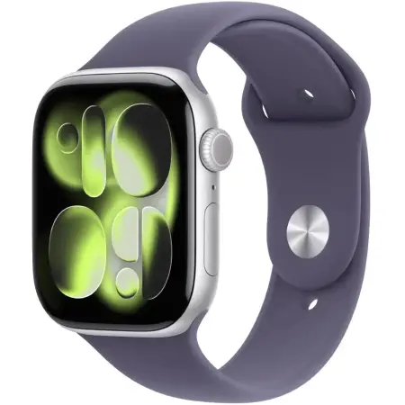 Apple Watch Series 11 (2025) Aluminum 42mm GPS NFC IP6X  Aluminum Case Silver with Sport Band Purple Fog