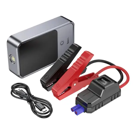 Power Bank Hoco QS7 Source 10000mAh PD18W QC with 2xUSB-A 1xUSB-C LED Battery Indicator and Car Battery Starter 800A Silver