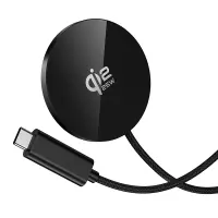 Charger Hoco CW63 Pro 25W Qi2.2 Standard Ultra-thin Aluminum Alloy for Smartphones and Headsets with Braided Cable 1.2m Black