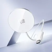 Charger Hoco CW63 Pro 25W Qi2.2 Standard Ultra-thin Aluminum Alloy for Smartphones and Headsets with Braided Cable 1.2m White