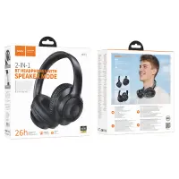 Wireless Stereo Headphone Hoco W71 Cool v6.0 600mAh 26hr Use Time with Microphone and Speaker Mode Black