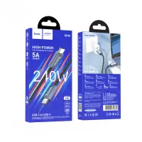 Cable Hoco DU48 Times USB-C to USB-C 240W 5Α High Power Fast Charging Braided Black 1.8m
