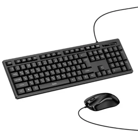 Hoco. DI91 Set Wired Keyboard 104 Keys Splash Proof and Mouse 1200DPI USB-A Black