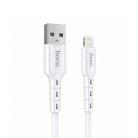 Data Cable Hoco. DU01 Novel USB to Lightning 2.4A  Charging and Data Transfer White 1m