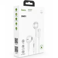 Hands Free Hoco. DM51 Fringe Stereo USB-C with Microphone 1.2m White Compatible with All USB-C Devices