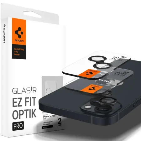 Camera Film Spigen Optik TR Ez Fit for Apple iPhone 14 14 Plus 15 15 Plus 2 Pack Black