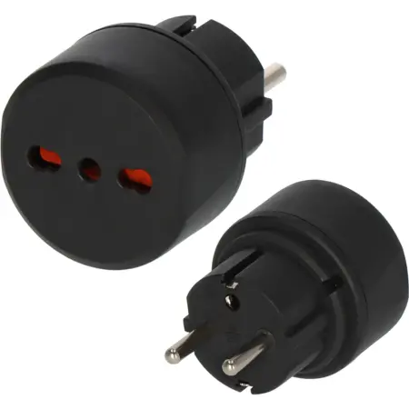 Brennenstuhl Adapter Italian to European Plug Black
