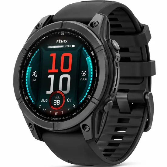 Smartwatch Garmin Fenix E Stainless Steel 47mm GPS NFC 10 ATM Slate Grey with Black Silicone Band