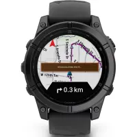 Smartwatch Garmin Fenix E Stainless Steel 47mm GPS NFC 10 ATM Slate Grey with Black Silicone Band