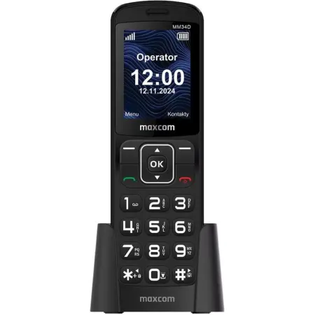 Maxcom MM34D 4G 2.4" 1000mAh with Large Buttons, Radio, Vibration, Flashlight, Bluetooth and Desktop Charger Black