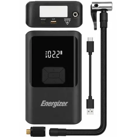 Power Bank Energizer JE10000JP 10000mAh PD15W QC 1xUSB-A 1xUSB-C Ports Emergency Car Battery Attachment 1500A and 11 bar Tire Inflation Black