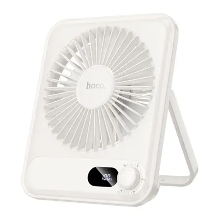 Hoco HX607 Portable Desktop Fan Ultra-thin Quiet 2000mAh 3200 Rpm Max with LCD Display White