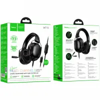 Wired Gaming Headset Hoco W113 Dynamic Surround Stereo USB7.1 with Detachable Microphone USB-A Cable 2m Black