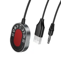 Bluetooth Audio Transmitter Hoco E150 Path v5.4 with AUX USB-A Microphone and Call Control Buttons Grey
