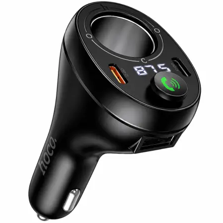 Bluetooth FM Transmitter E88 Star 120W 1xUSB-A 2xUSB-C PD20W QC3.0 BT v5.4 with Cigarette Lighter Black