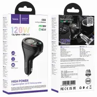 Bluetooth FM Transmitter E88 Star 120W 1xUSB-A 2xUSB-C PD20W QC3.0 BT v5.4 with Cigarette Lighter Black