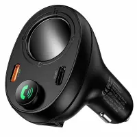 Bluetooth FM Transmitter E88 Star 120W 1xUSB-A 2xUSB-C PD20W QC3.0 BT v5.4 with Cigarette Lighter Black