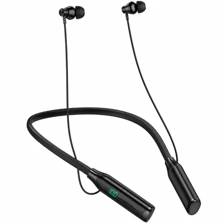 Bluetooth Hands Free Hoco ES62 Plus Neckband Magnetic v5.4 1200mAh 150Hrs Playback Time LED Battery Display and TF Card Playback Black