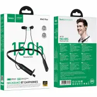 Bluetooth Hands Free Hoco ES62 Plus Neckband Magnetic v5.4 1200mAh 150Hrs Playback Time LED Battery Display and TF Card Playback Black