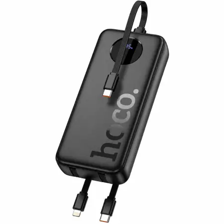 Power Bank Hoco J132A Sabio 20000mAh 22.5W+PD20W with 3 Intergrated Cables 2xUSB-C 1xLightning and 1xUSB-A Port LED Digital Display Black