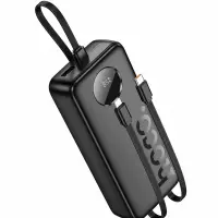 Power Bank Hoco J132A Sabio 20000mAh 22.5W+PD20W with 3 Intergrated Cables 2xUSB-C 1xLightning and 1xUSB-A Port LED Digital Display Black