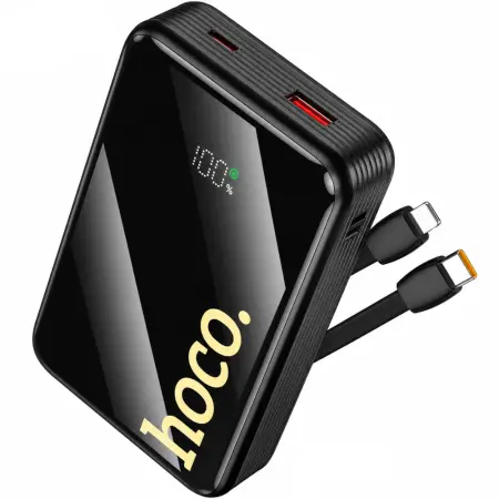 Power Bank Hoco Q37A Graceful 20000mAh 22.5W PD20W QC3.0 1xUSB-A 1xUSB-C with Integrated Cables USB-C Lighting and LED Display Black