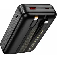 Power Bank Hoco Q37A Graceful 20000mAh 22.5W PD20W QC3.0 1xUSB-A 1xUSB-C with Integrated Cables USB-C Lighting and LED Display Black