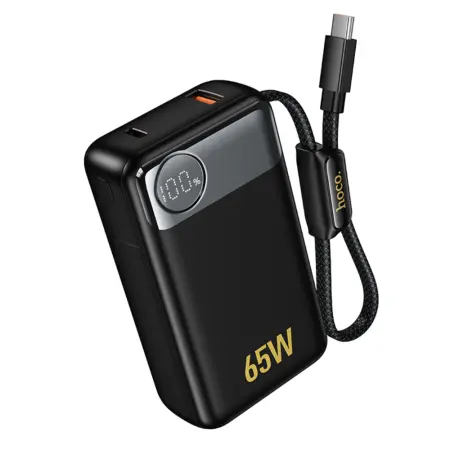 Power Bank Hoco Q53 Skillful 12000mAh PD65W QC3.0 1xUSB-C 1xUSB-A with Integrated Cable USB-C and LED Display Black