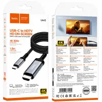 Cable Hoco UA43 USB-C to HDMI 4K 30Hz Braided Black 1.8m