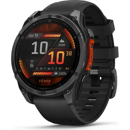 Smartwatch Garmin Fenix 8 Stainless Steel 51mm GPS NFC 10 ATM Call Version Slate Grey with Black Silicone Band