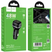 Car Charger Hoco Z58A Rank 48W 1xUSB-A 1xUSB-C PD QC3.0 Fast Charge Black