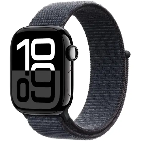 Apple Watch Series 10 4G 46mm GPS eSIM NFC IP6X  Aluminum Case Jet Black with Sport Loop Black Ink