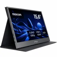 Portable Monitor Maxcom MPAGE15 15.6’’ HDR FHD 1920 x 1080 IPS 1xMiniHDMI 2xUSB-C 3.1 1xAudio Jack 3.5mm Built-in Case Stand Black