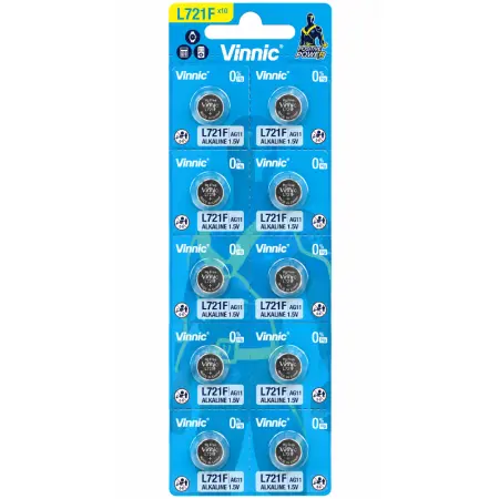 Buttoncell Vinnic G11 / AG11 / L721 / LR58 / 361 / SR721 / SR58 / LR721 Pcs. 10 with Perferated Packaging
