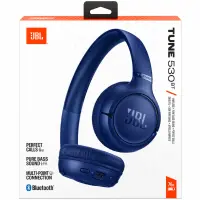 Bluetooth Stereo Headphones JBL Tune 530BT On-ear with Pure Bass 2-Mic BT6.0 and Playtime up to 76h Blue