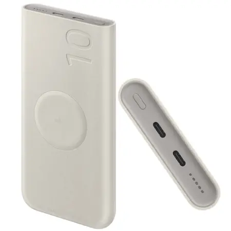 Power Bank Samsung U2510XUEGEU 10000mAh 25W με 2xUSB-C In/Out and Wireless Charging Beige