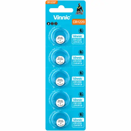Buttoncell Vinnic CR1220 Pcs. 5 with Perferated Packaging