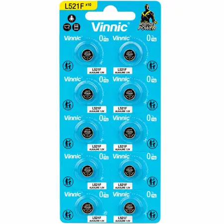 Buttoncell Vinnic L651F AG0 LR60 Pcs. 10 with Perferated Packaging 1.5V