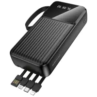 Power Bank Borofone BJ76A 20000mAh with 4 Cables and 4 Ports USB-C USB-A Lightning Micro-USB and LED Battery Indicator Black