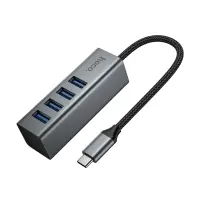 USB Hub Hoco HB1C 4-in-1 USB-C to 4xUSB-A 3.0 Aluminum Alloy Grey