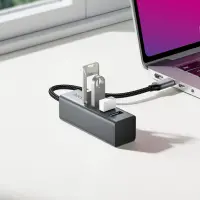USB Hub Hoco HB1C 4-in-1 USB-C to 4xUSB-A 3.0 Aluminum Alloy Grey