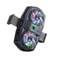 Mobile Phone Cooler Hoco GM36 Mustango Ultra-silent USB-A Port for Phone Charging Dual Fan 3-level Cooling and Lighting