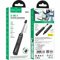 Hoco GM205 Smart Active Pen 2.4GHz 180mAh USB-A USB-C for Full Screen Presentation Control Laser and Telescopic Pointer Black