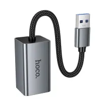 Hoco UA48 USB-A to RJ45 OTG 10/100Mbps 15cm Metal Grey