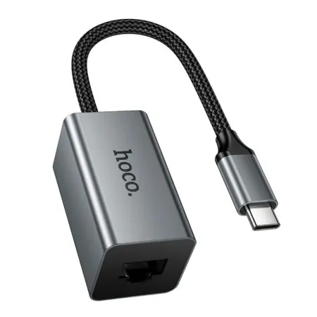 Hoco UA48 USB-C to RJ45 OTG 10/100Mbps 15cm Metal Grey