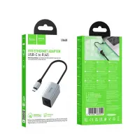 Hoco UA48 USB-C to RJ45 OTG 10/100Mbps 15cm Metal Grey