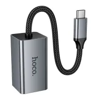 Hoco UA48 USB-C to RJ45 OTG 10/100Mbps 15cm Metal Grey
