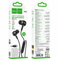Hands Free Hoco M120 Gratified USB-C Universal Earphones Hi-Fi Stereo RGB Black 1.2m