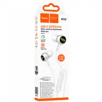 Hands Free Hoco M120 Gratified USB-C Universal Earphones Hi-Fi Stereo RGB White-Silver 1.2m