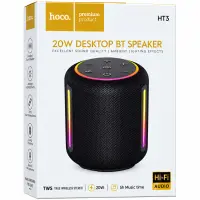 Wireless Hoco HT3 Platinum TWS BT v6.0 2400mAh 20W USB Micro-SD AUX and Ambient Light Black